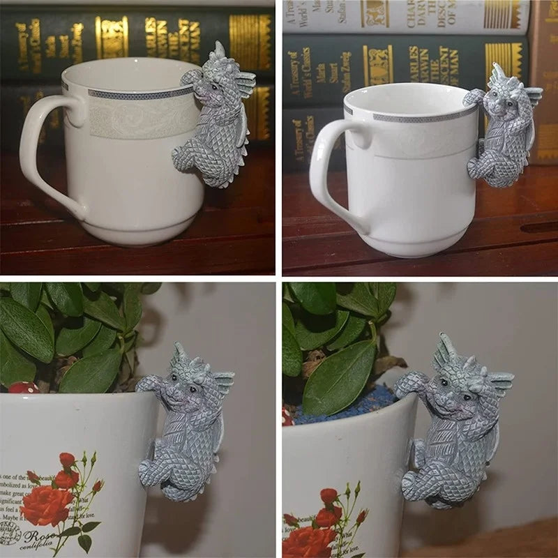 Figurines de dragons suspendues | Décor en résine résistant aux intempéries | Pour pots de fleurs et à la maison