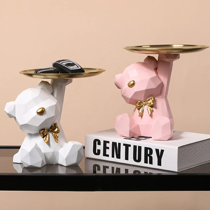 GeoBear | Figurine de rangement ours | Design géométrique en résine | Décoration & rangement pour bonbons & petits objets | 17,5×13 cm