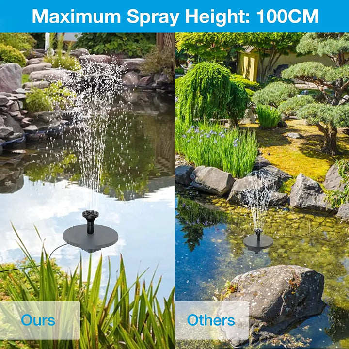 Fontaine solaire AquaViva 9W | Kit DIY avec buses et tuyau d'eau | Pour bain d'oiseaux, étang et jardin | Débit de 180 L/h