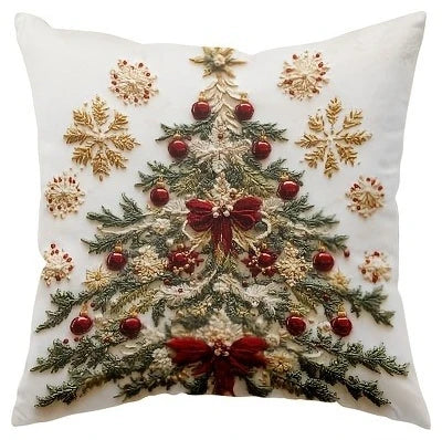 Housses de coussin de Noël NordGlanz | Santa, Bonhomme de neige, Renne & Sapin | Polyester de haute qualité | Lavable en machine