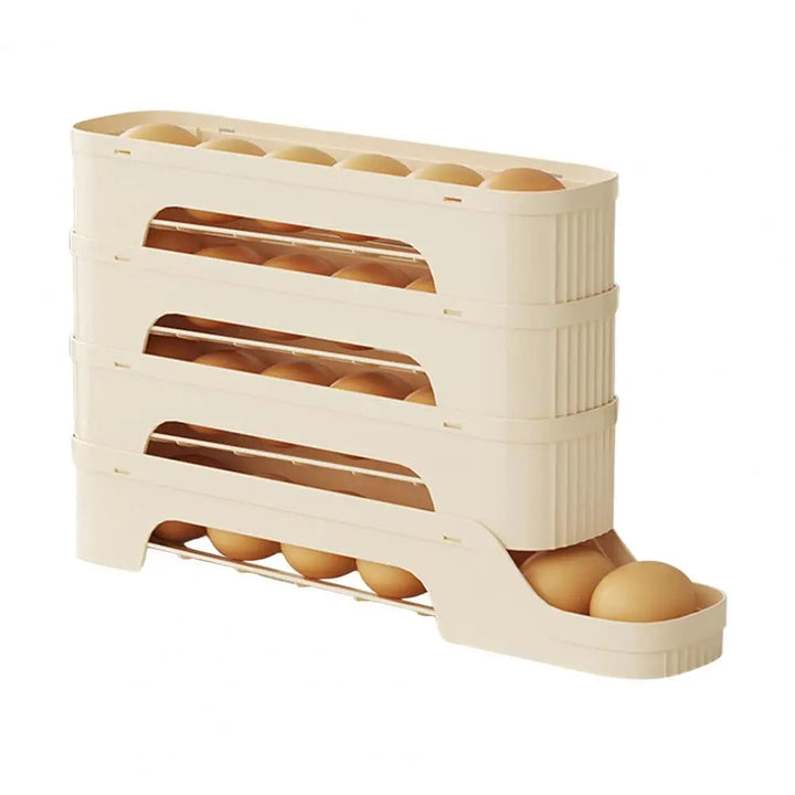 Boîte à œufs RolloMaxx | Organisateur à œufs à 4 niveaux | Gain de place & auto-roulant | Design transparent