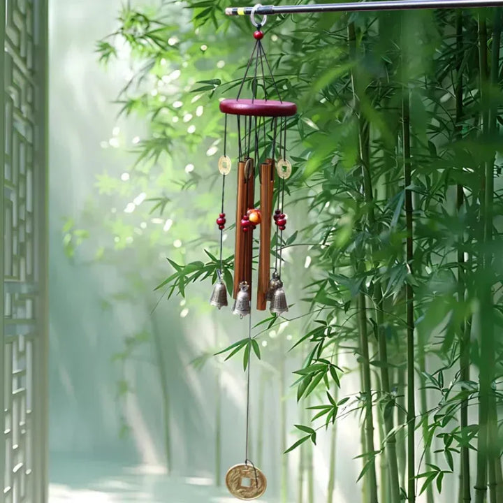 FortuneChime | Grande carillon en métal avec tubes sonores | Bois & Métal | Pour le jardin & la maison