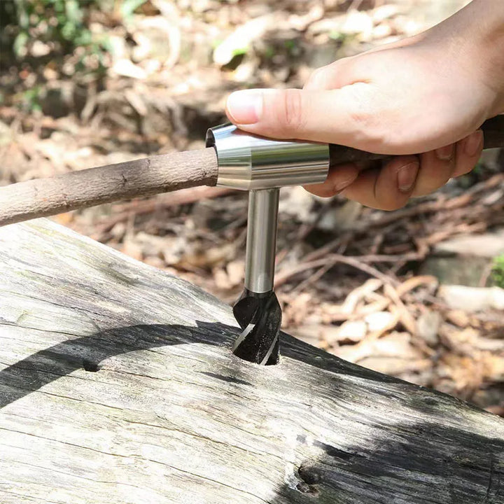 Bushcraft Perceuse à main FerroDrill | Outil de survie en plein air | Acier au carbone robuste | 16,5 cm