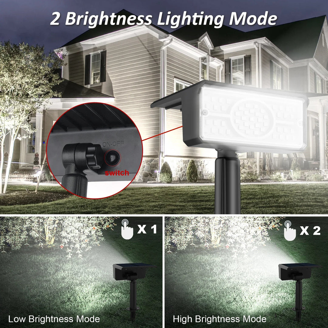 Solara LED Projecteur Solaire | 4 Couleurs de Lumière | 49 LEDs | Étanche IP65 | Économique avec Panneau Solaire