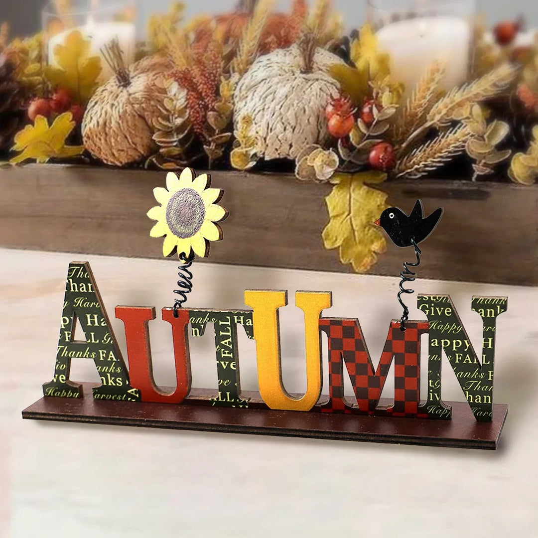 Décoration en bois AutumnCharm | Élément décoratif de Thanksgiving | Décoration d'intérieur et de table automnale