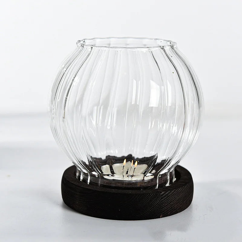 Porte-bougie en verre | Design rétro | Protégé du vent & creux | Pour mariage, fête & table à manger