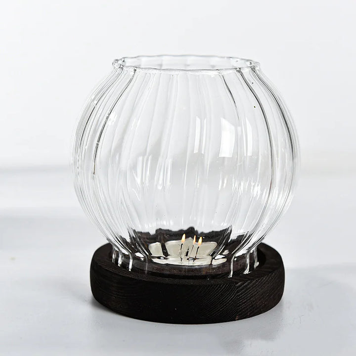 Porte-bougie en verre | Design rétro | Protégé du vent & creux | Pour mariage, fête & table à manger