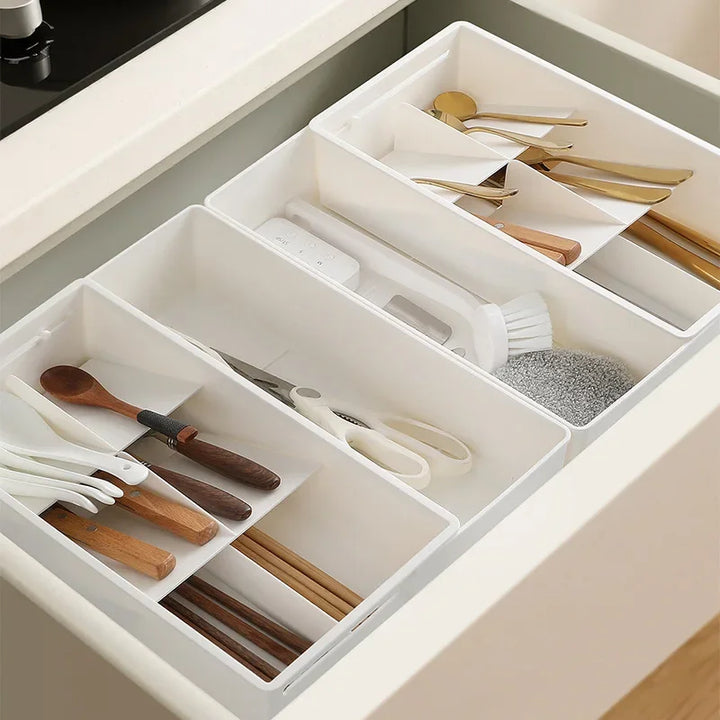 Organisateur de tiroirs FlexiStore pour cuisine | Extensible & avec des séparateurs | Plastique | Système d'organisation