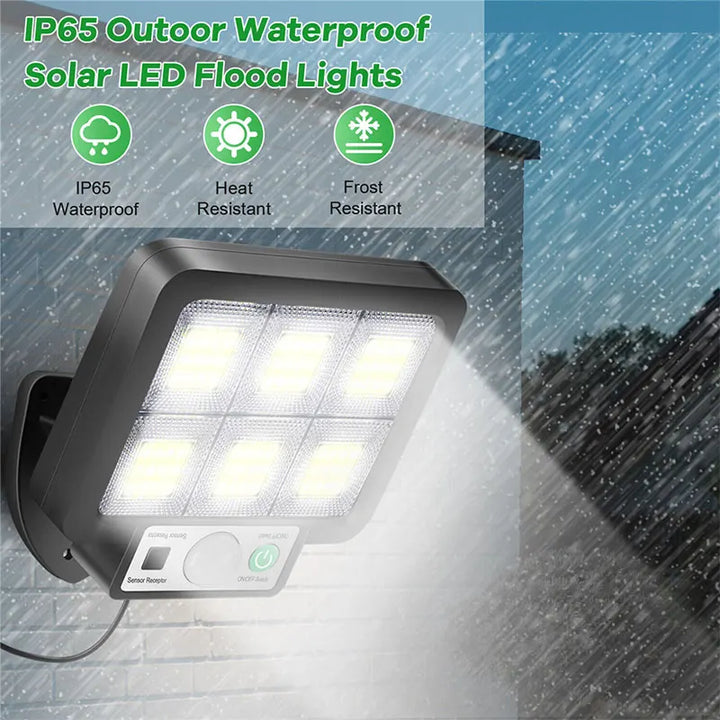 LumoVolt Lumière Solaire avec Détecteur de Mouvement | 72 LED COB | Télécommande & Câble de Panneau Solaire de 5 m | 3 Modes | Résistant aux Intempéries IP65