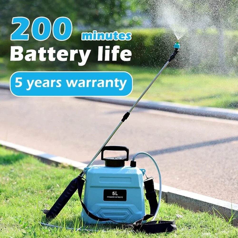 SPRAYMATE Pro Pulvérisateur à batterie | Bouteille pulvérisatrice de 5 L à épaule | Chargement USB & Buse réglable | Pour jardin, nettoyage & désherbage