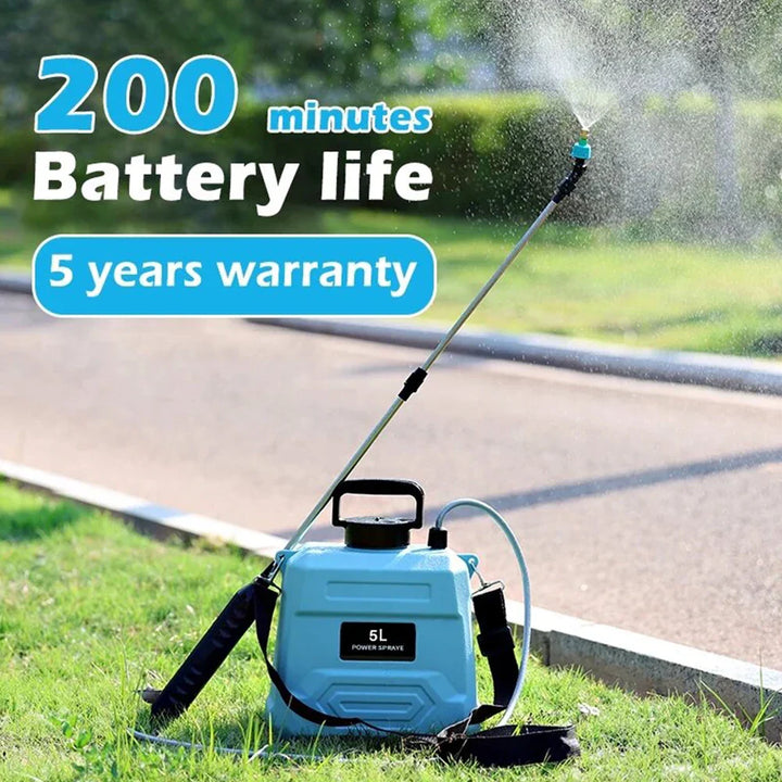 SPRAYMATE Pro Pulvérisateur à batterie | Bouteille pulvérisatrice de 5 L à épaule | Chargement USB & Buse réglable | Pour jardin, nettoyage & désherbage