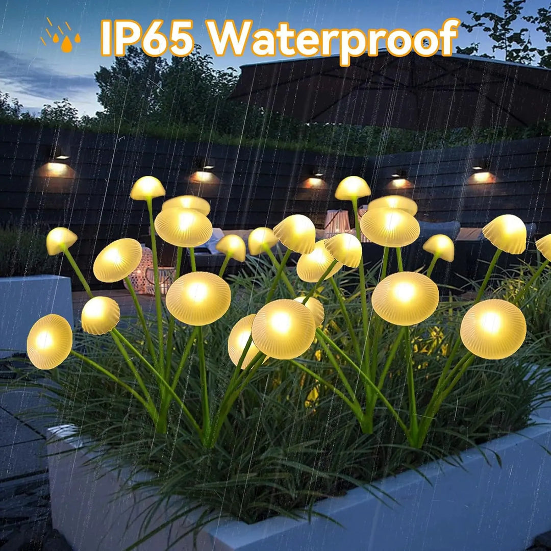 GlowPilz Lampe de jardin solaire 6 LEDs | Design méduse & champignon | Pour jardin, terrasse & espaces extérieurs