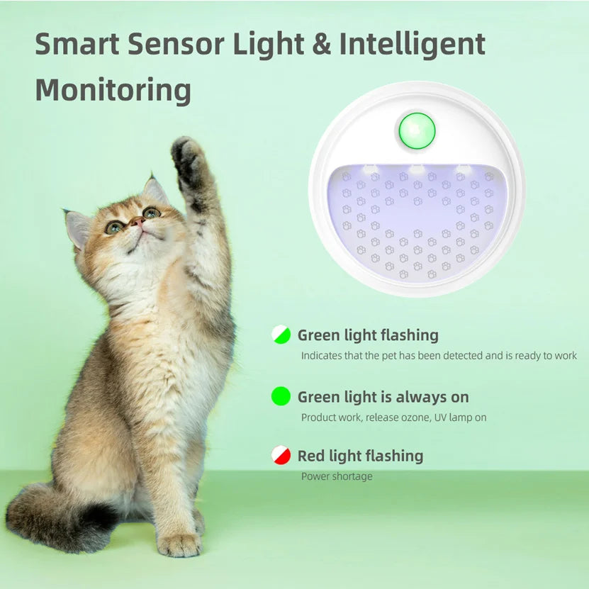 PurrAir Smart Désodorisant | Pour Litière de Chat | Batterie 4000 mAh | Technologie Ozone-Ions | Ø 10,5 × 4 cm