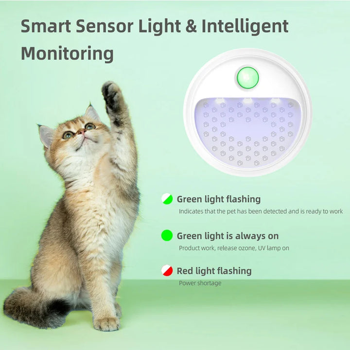 PurrAir Smart Désodorisant | Pour Litière de Chat | Batterie 4000 mAh | Technologie Ozone-Ions | Ø 10,5 × 4 cm