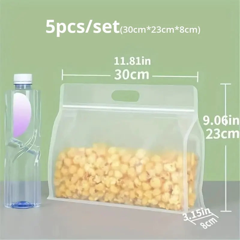 FreshGuard Sacs de rangement | Réutilisables & Étanches | Ensemble de 5 | 26×19 cm & 30×23 cm