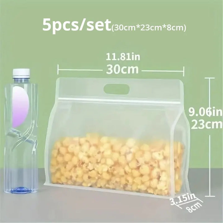 FreshGuard Sacs de rangement | Réutilisables & Étanches | Ensemble de 5 | 26×19 cm & 30×23 cm