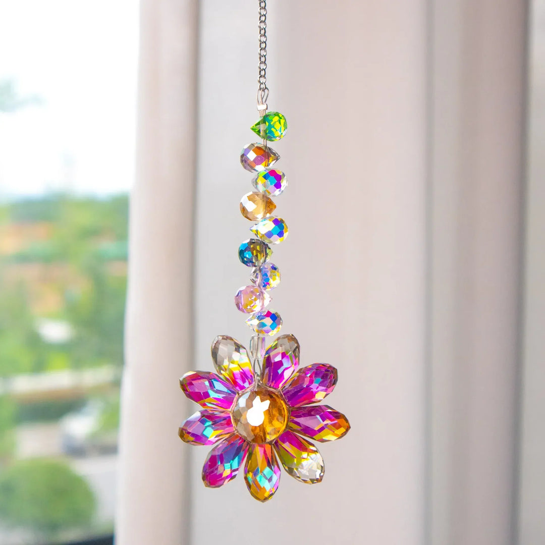 Attrape-lumière Kristall-Suncatcher LumiMargarita | Attrapeur de pluie K9-Daisy | Décoration de fenêtre et de jardin | 32 cm | Idée cadeau pour la maison