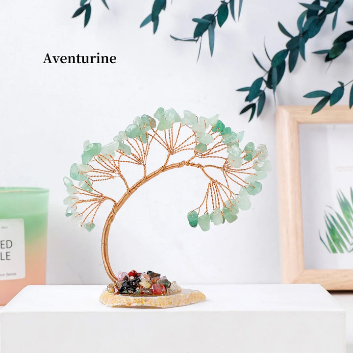 Amethysta | Arbre de bonheur en cristal naturel avec base en tranches d'agate – Arbre Feng Shui fait à la main pour la prospérité et l'harmonie