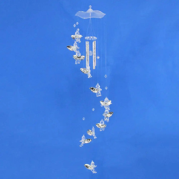 Carillon Klangverve "Luftkuss" | Carillons romantiques avec papillon & cloche | 55 cm Décoration en métal pour jardin, balcon & fenêtre