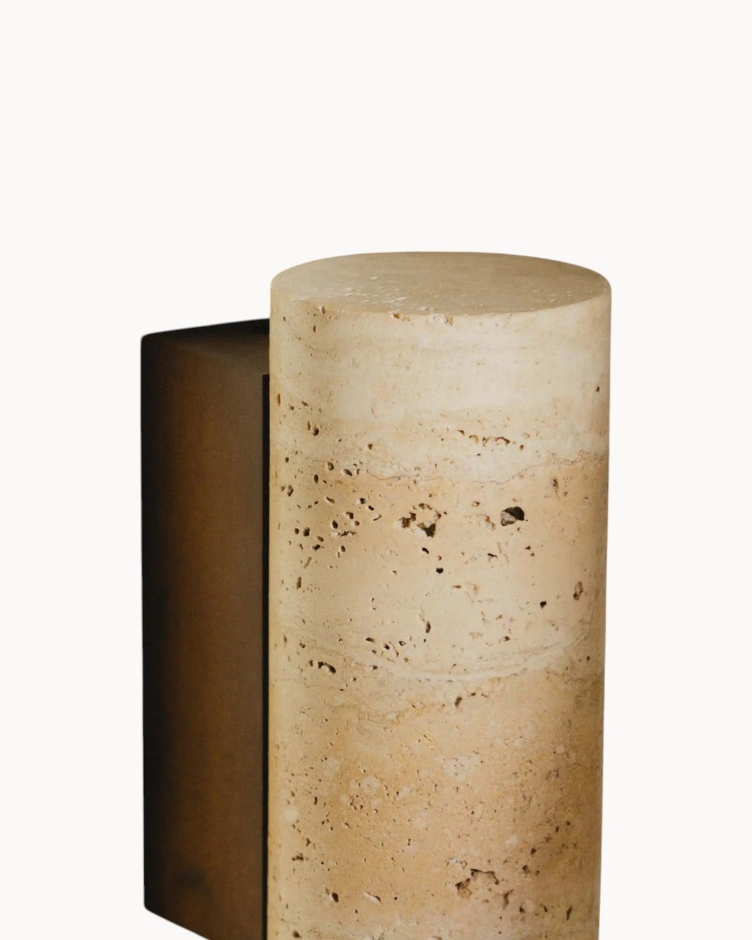 Gerini - Applique murale carrée en travertin - Pierre naturelle avec socle en bois - Culot E27