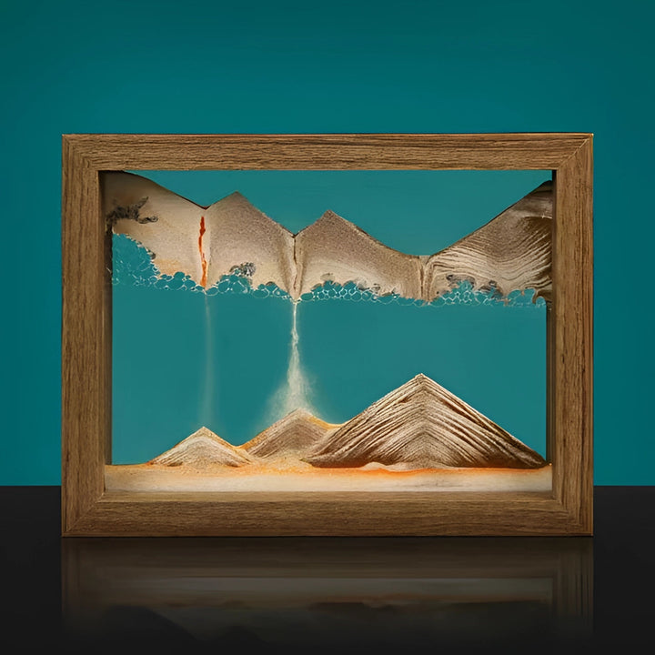 Cadre photo 3D en sable cinétique - Présentoir de bureau bleu turquoise