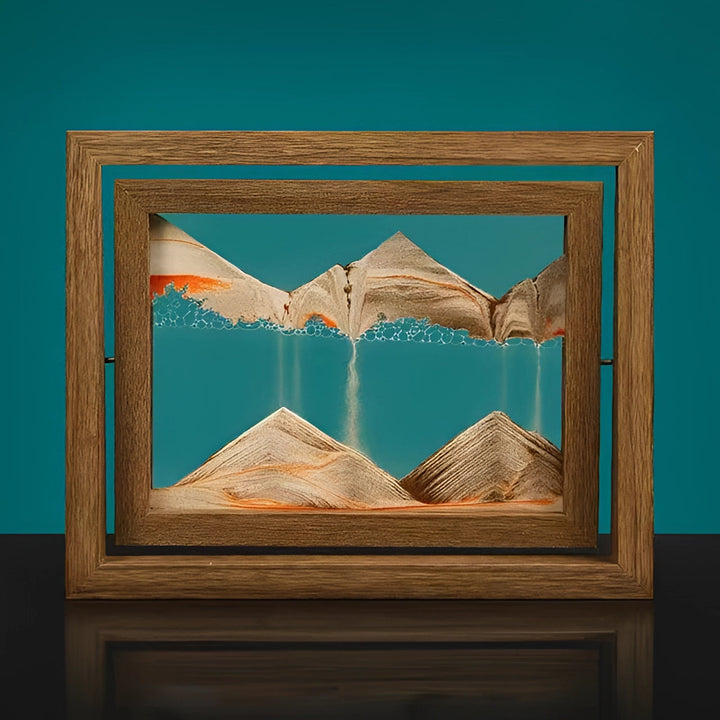 Cadre photo 3D en sable cinétique - Présentoir de bureau bleu turquoise