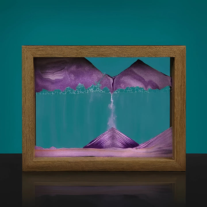 Cadre photo 3D en sable cinétique - Présentoir de bureau bleu turquoise