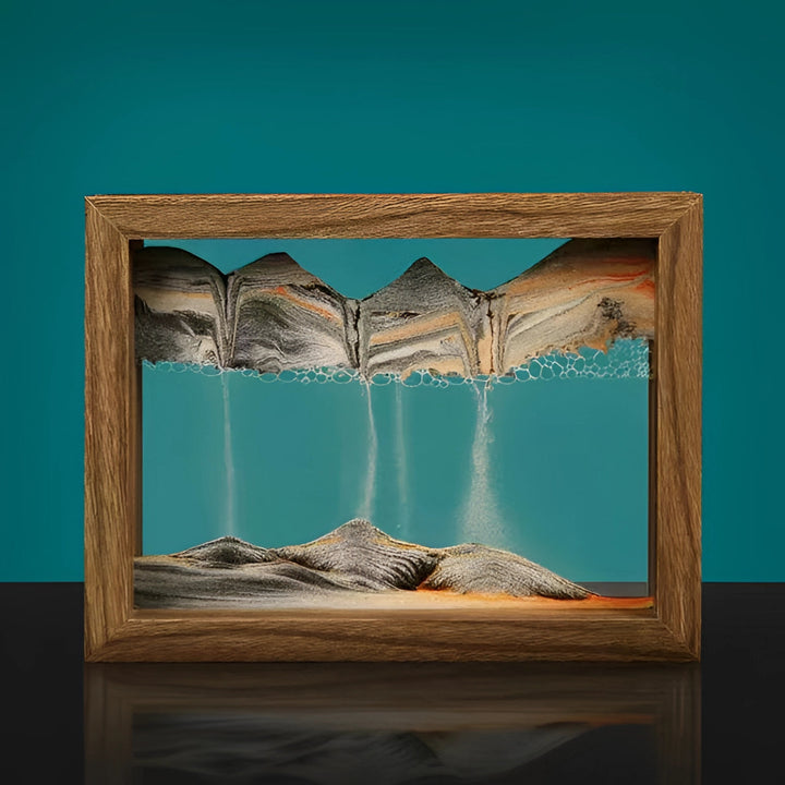 Cadre photo 3D en sable cinétique - Présentoir de bureau bleu turquoise