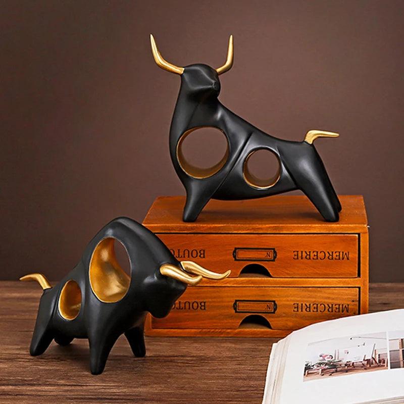 Sculpture de Taureau Eleganza | Symbole de Force & Prospérité | Design Européen | Résine 21×20,5×7,5 cm