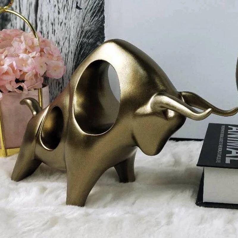 Sculpture de Taureau Eleganza | Symbole de Force & Prospérité | Design Européen | Résine 21×20,5×7,5 cm