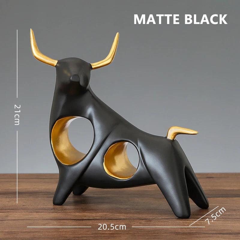Sculpture de Taureau Eleganza | Symbole de Force & Prospérité | Design Européen | Résine 21×20,5×7,5 cm