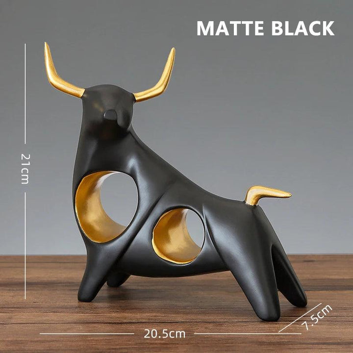 Sculpture de Taureau Eleganza | Symbole de Force & Prospérité | Design Européen | Résine 21×20,5×7,5 cm