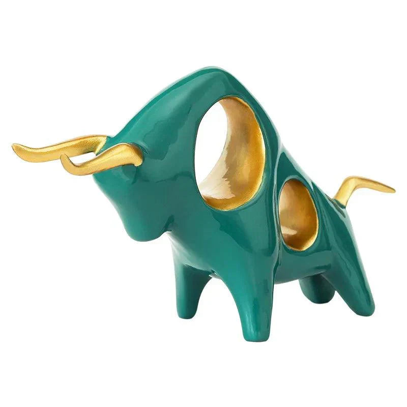 Sculpture de Taureau Eleganza | Symbole de Force & Prospérité | Design Européen | Résine 21×20,5×7,5 cm