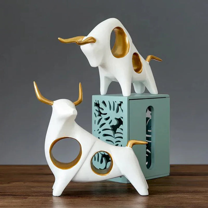 Sculpture de Taureau Eleganza | Symbole de Force & Prospérité | Design Européen | Résine 21×20,5×7,5 cm
