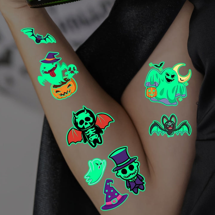 Tatouages Lumineux Enfants Halloween | Phosphorescent | 125 Motifs | Amical pour la Peau