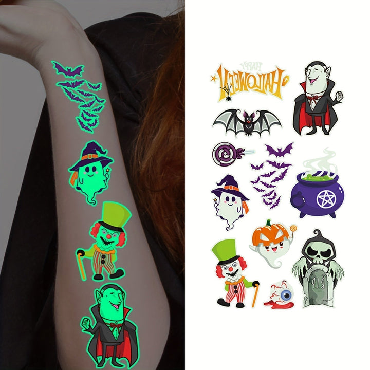 Tatouages Lumineux Enfants Halloween | Phosphorescent | 125 Motifs | Amical pour la Peau