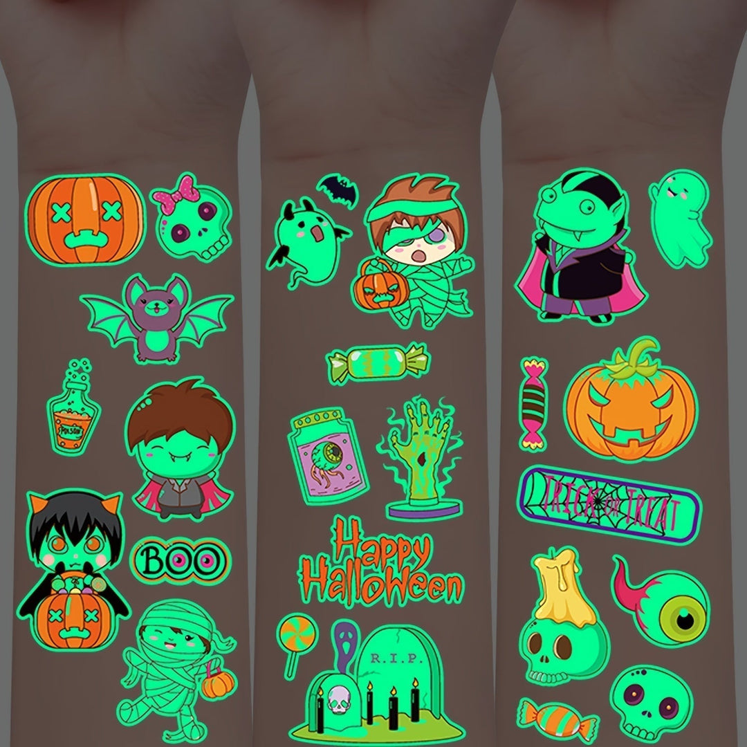 Tatouages Lumineux Enfants Halloween | Phosphorescent | 125 Motifs | Amical pour la Peau