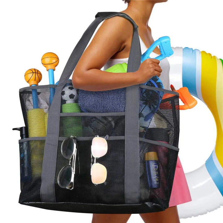 Sac de plage Maréva avec 8 compartiments | Imperméable et respirant | Pour serviettes, jouets, affaires de bain et plus – 70×45×18 cm