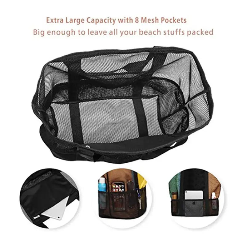 Sac de plage Maréva avec 8 compartiments | Imperméable et respirant | Pour serviettes, jouets, affaires de bain et plus – 70×45×18 cm