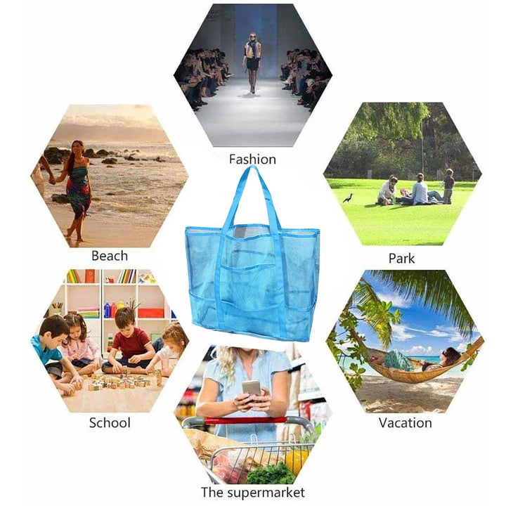 Sac de plage Maréva avec 8 compartiments | Imperméable et respirant | Pour serviettes, jouets, affaires de bain et plus – 70×45×18 cm