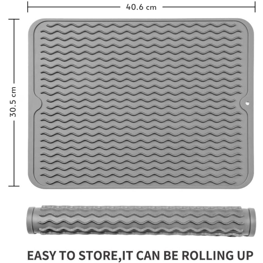 KÜCHENWELLA Tapis de Cuisine en Silicone | Résistant à la Chaleur & Antidérapant | Tapis d'égouttage, Insert de Réfrigérateur & de Tiroir | Sans BPA & Facile à Nettoyer