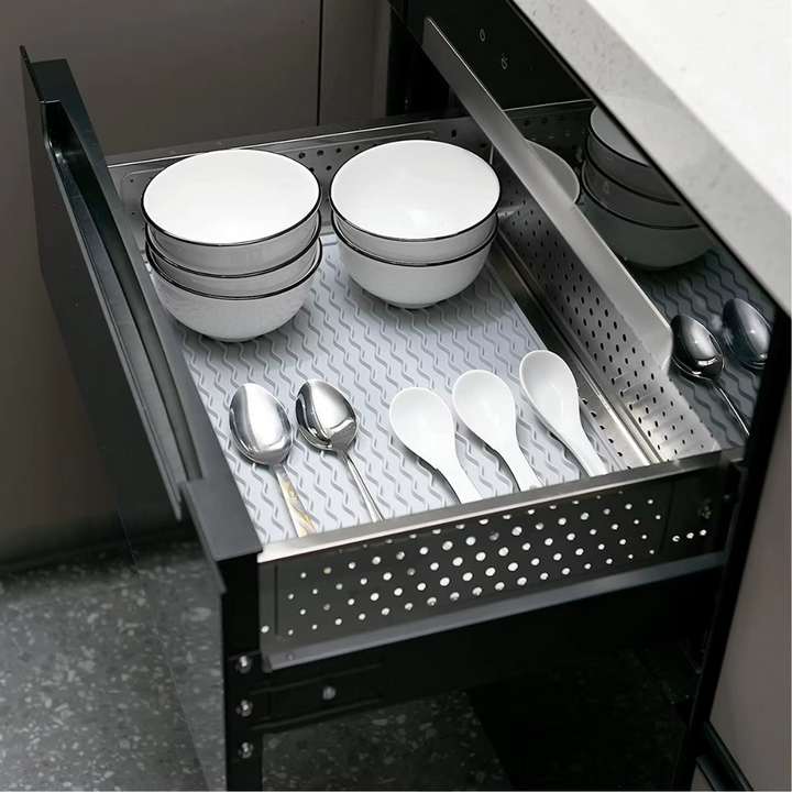 KÜCHENWELLA Tapis de Cuisine en Silicone | Résistant à la Chaleur & Antidérapant | Tapis d'égouttage, Insert de Réfrigérateur & de Tiroir | Sans BPA & Facile à Nettoyer