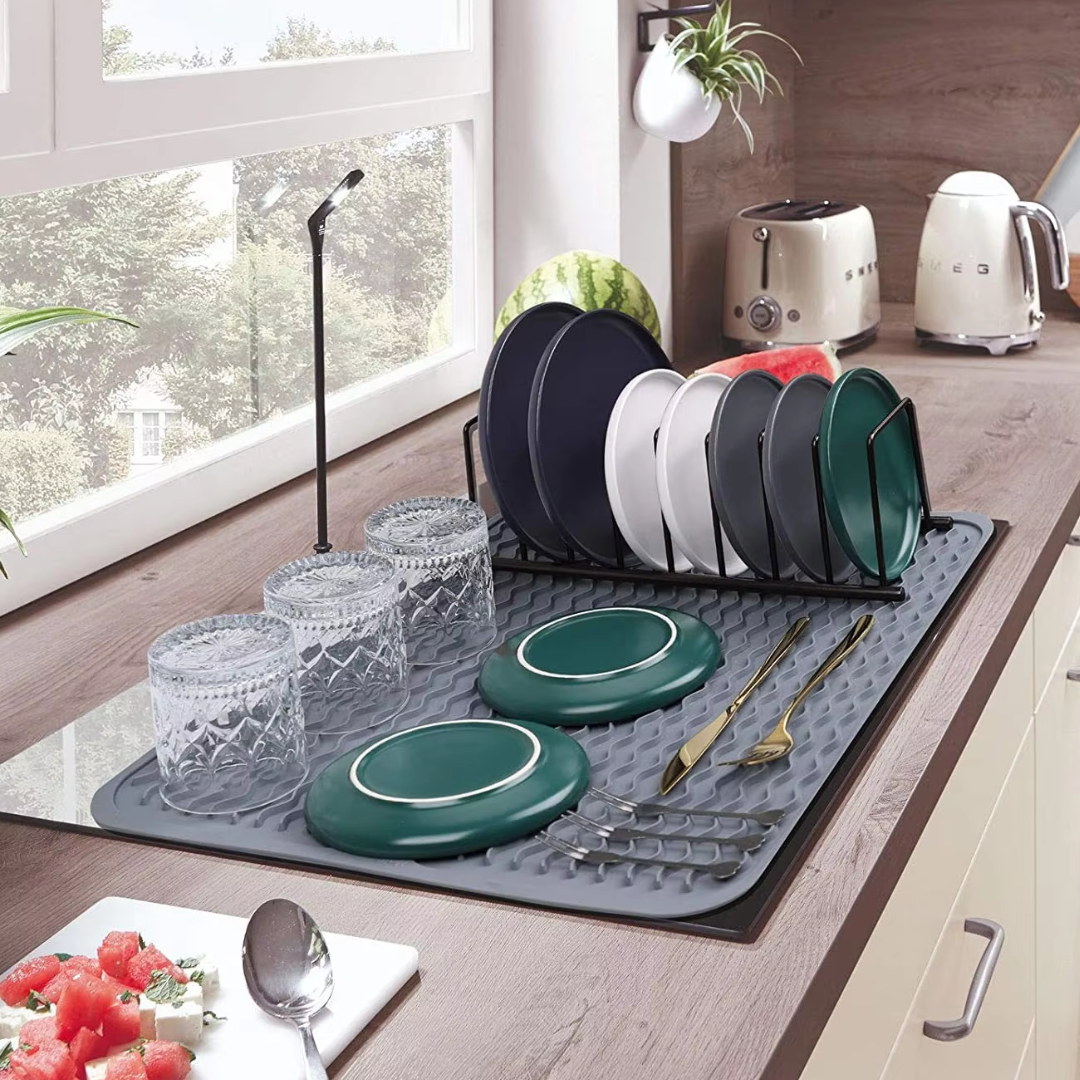 KÜCHENWELLA Tapis de Cuisine en Silicone | Résistant à la Chaleur & Antidérapant | Tapis d'égouttage, Insert de Réfrigérateur & de Tiroir | Sans BPA & Facile à Nettoyer
