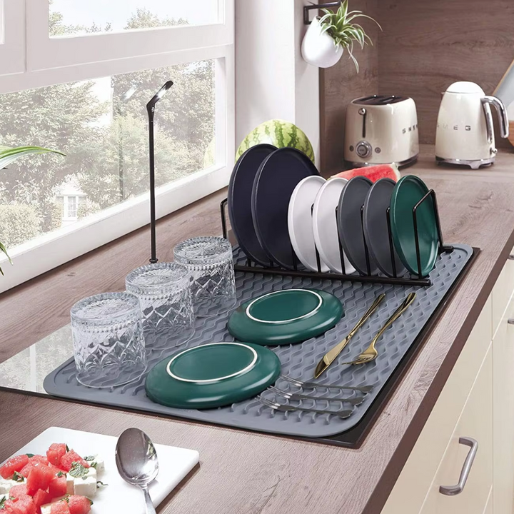 KÜCHENWELLA Tapis de Cuisine en Silicone | Résistant à la Chaleur & Antidérapant | Tapis d'égouttage, Insert de Réfrigérateur & de Tiroir | Sans BPA & Facile à Nettoyer
