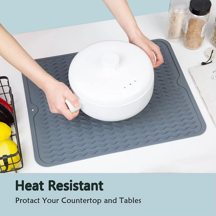 KÜCHENWELLA Tapis de Cuisine en Silicone | Résistant à la Chaleur & Antidérapant | Tapis d'égouttage, Insert de Réfrigérateur & de Tiroir | Sans BPA & Facile à Nettoyer
