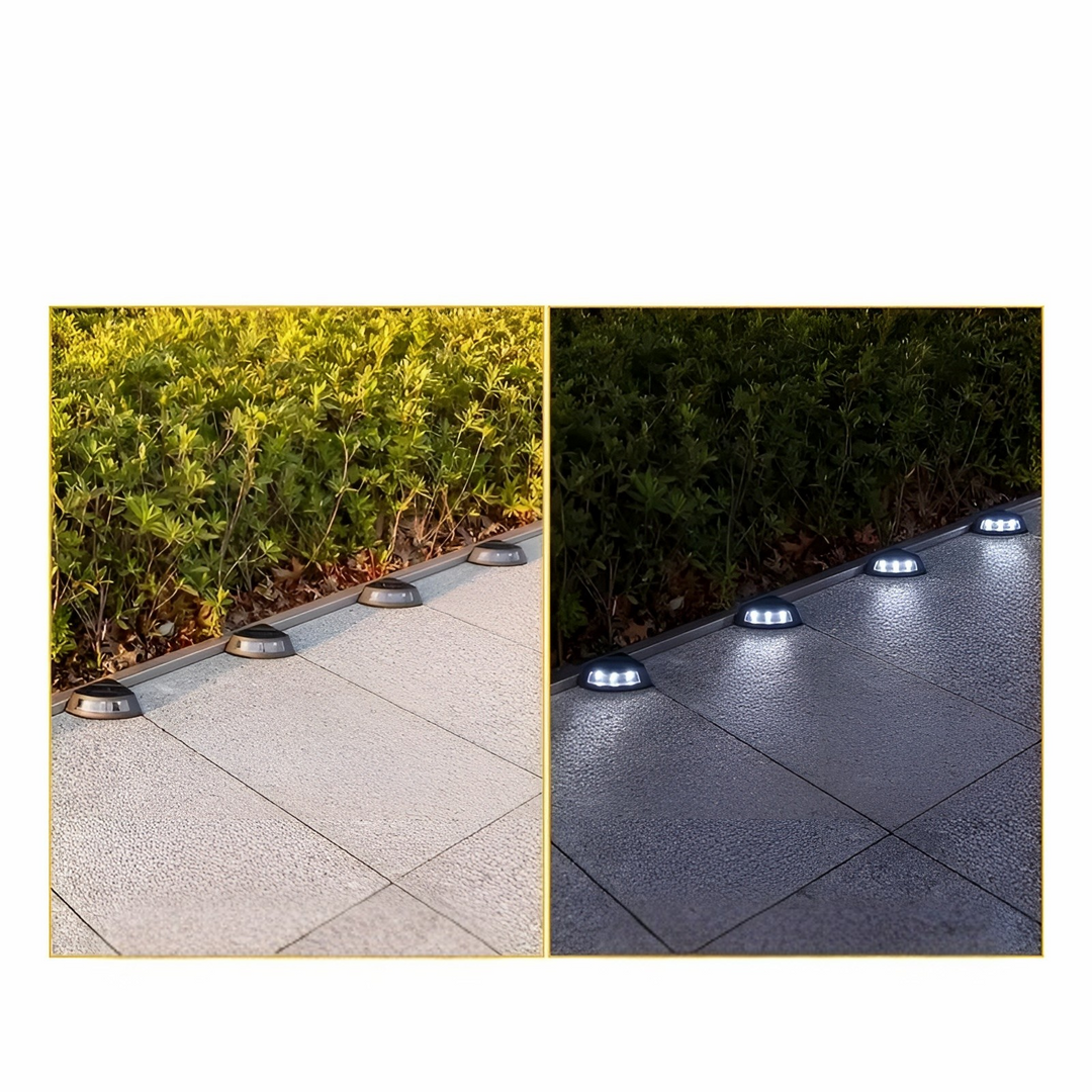 Solora Lampes solaires d'escalier 4 pièces | Résistantes aux intempéries & sans fil | Blanc chaud & blanc froid | Durée d'éclairage 8–10h