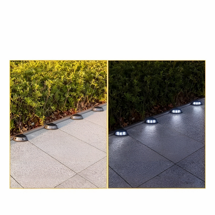 Solora Lampes solaires d'escalier 4 pièces | Résistantes aux intempéries & sans fil | Blanc chaud & blanc froid | Durée d'éclairage 8–10h