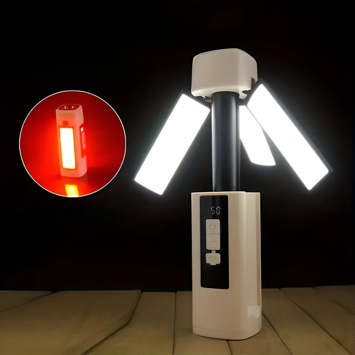 Lixmodo Lampe de Camping LED | Charge USB & Rotation à 360° | Pliable & Résistante aux Intempéries | Rechargeable | Compacte