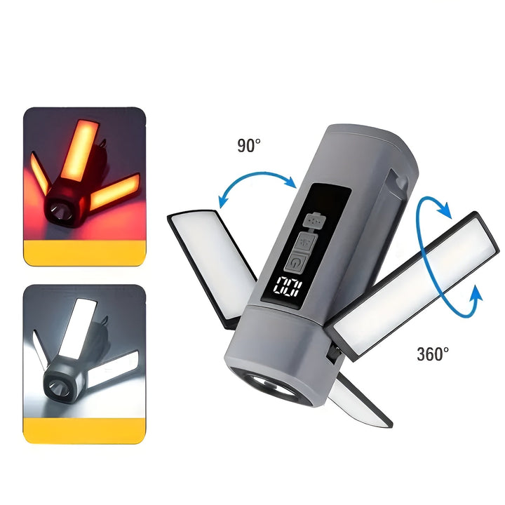 Lixmodo Lampe de Camping LED | Charge USB & Rotation à 360° | Pliable & Résistante aux Intempéries | Rechargeable | Compacte