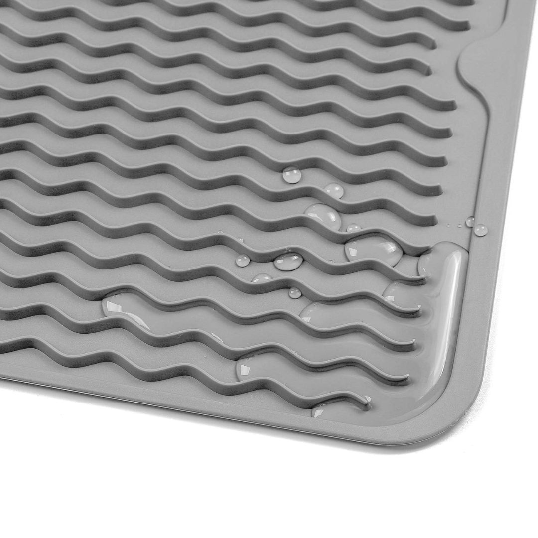 KÜCHENWELLA Tapis de Cuisine en Silicone | Résistant à la Chaleur & Antidérapant | Tapis d'égouttage, Insert de Réfrigérateur & de Tiroir | Sans BPA & Facile à Nettoyer